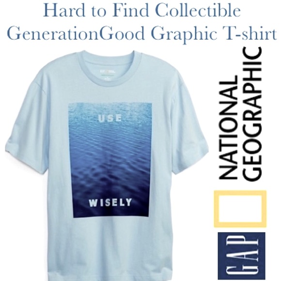 National Geographic Generation Good Use Wisely Blue RARE Hard To Find Graphic T - Picture 1 of 16